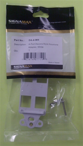 Signamax DA-4-WH 4 Port Decora Style Keystone Adapter, White