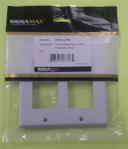 Signamax DKFD-2-WH Double Gang Decora Style White Faceplate