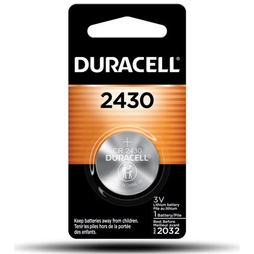 Duracell DL2430-1 3V Lithium Button Cell Battery (CR2430, ECR2430, K2430L, LF-1/2W Equivalent)