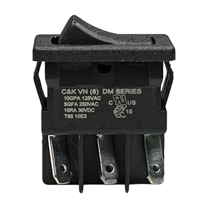 C&K DM61J12S205Q Miniature Rocker Switch DPDT On-On, 10A@125VAC / 5A@250VAC / 10A@30VDC, Solder Terminals