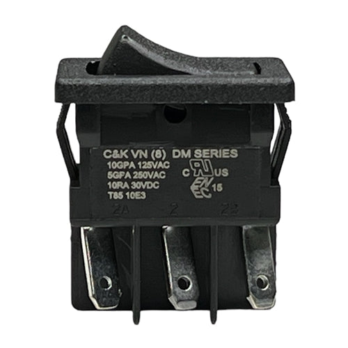 C&K DM61J12S205Q Miniature Rocker Switch DPDT On-On, 10A@125VAC / 5A@250VAC / 10A@30VDC, Solder Terminals