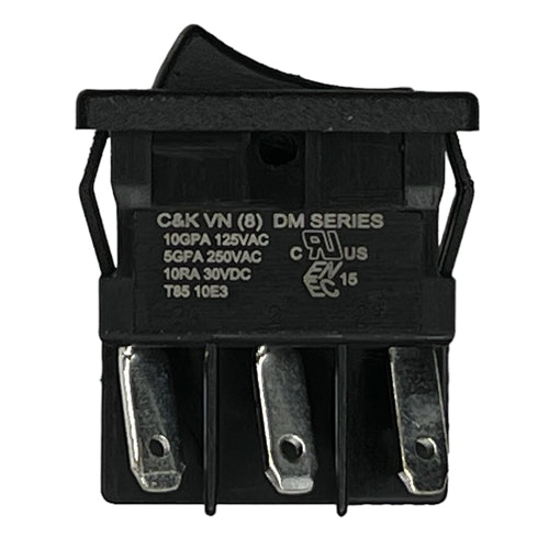 C&K DM61J12S205Q Miniature Rocker Switch DPDT On-On, 10A@125VAC / 5A@250VAC / 10A@30VDC, Solder Terminals