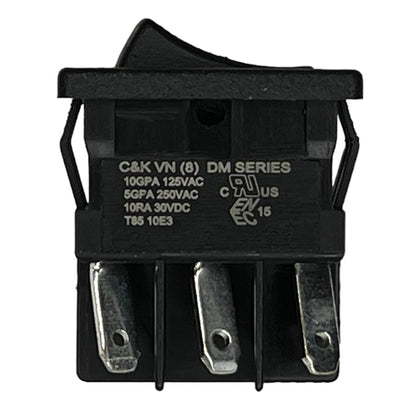 C&K DM61J12S205Q Miniature Rocker Switch DPDT On-On, 10A@125VAC / 5A@250VAC / 10A@30VDC, Solder Terminals