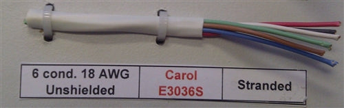 General Cable Carol E3036S 18AWG 6 Conductor Stranded Unshielded White PVC CMP 300V 75C Plenum FT6 (305M = Full Roll)