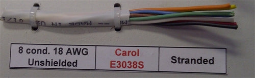General Cable Carol E3038S 18AWG 8 Conductor Stranded Unshielded White PVC CMP 300V 75C Plenum FT6 (305M = Full Roll)