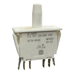 ZF Electronics E79-00A Pushbutton Switch DPDT 15A@125VAC, Panel Mount, Snap-In, .187" Quick Connect, Limit Switch