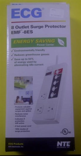 ECG EMF-8ES Power Bar 8 Outlet Energy Saving 6'cord