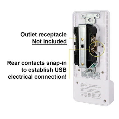 Quest EPD-3028 Wall Plate with Dual USB 2.1A Charging, White