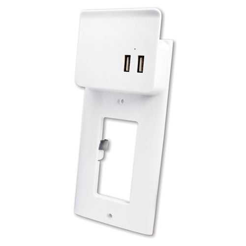 Quest EPD-3128 Decora Wall Plate with Dual USB 2.1A Charging, White