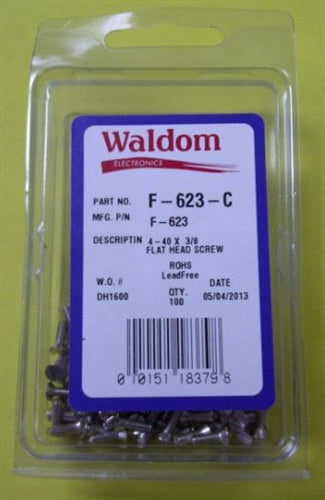 Waldom F623C 4-40 3/8" Flathead Steel-Nickel Plated Countersunk Machine Screw 100/Pack