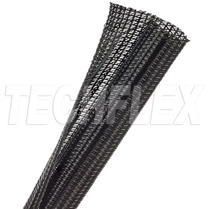 Techflex F6N0.75 Black 3/4" Self-Wrapping Semi-Rigid PET Split Braided Sleeving, Non-Expandable (30M = Full Roll)