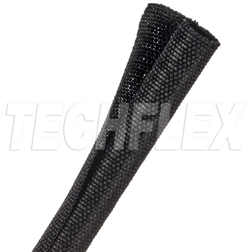 Techflex F6W0.50 Black 1/2" Woven Split Tubular Harness Wrap, Non-Expandable (45M = Full Box)