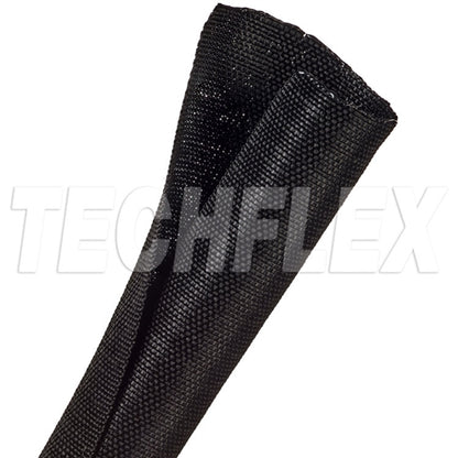 Techflex F6W1.00 Black 1" Woven Split Tubular Harness Wrap, Non-Expandable (23M = Full Box)