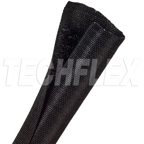 Techflex F6W1.00 Black 1" Woven Split Tubular Harness Wrap, Non-Expandable (23M = Full Box)