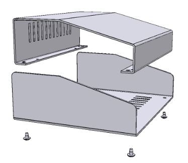 Hammond 1456FE3WHBU Sloped Aluminum Console Enclosure, 30 Degree Beige / Blue