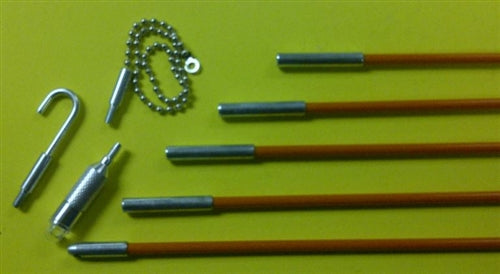 BES FIB207 Fiberfish II Wire Pulling Kit, 5 x 6' Orange Rods, 3/16" Diameter, 30 Feet Total, with Accessories & Case