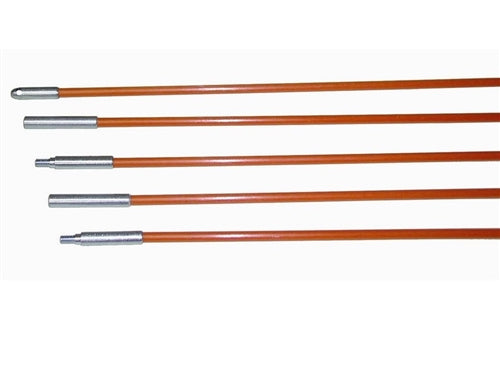 BES FIB208 Fiberfish II Wire Pulling Kit, 8 x 3' Orange Rods, 3/16" Diameter, 24 Feet Total, with Accessories & Case