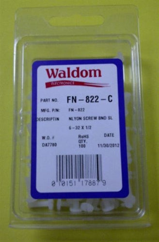 Waldom FN822C 6-32 1/2" Nylon Screw Binder Head 100/Pack