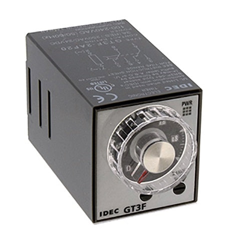 IDEC GT3F-2AD24 True Off Delay Relay 24VAC/DC DPDT 600SEC, 8 Pin Timer, 3A@250VAC/30VDC (Resistive Load)
