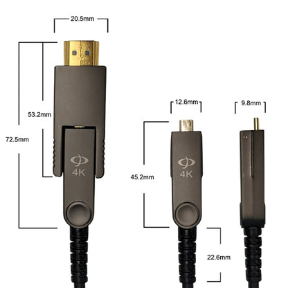 Phantom Cables HDMI-235-50PL Active Optical HDMI Cable, High Speed, Detachable Head, 4k@60Hz 18 GBps HDR, Plenum, 50ft