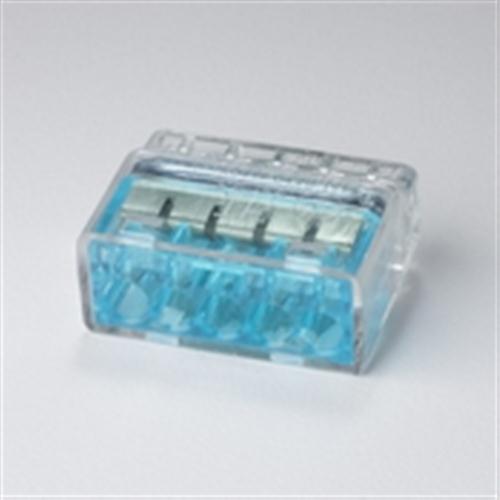 Hellermann Tyton HECP5 Helacon Plus Mini 5 Port Push-In Wire Connector, 12-22AWG Solid & 14-22AWG Stranded, Blue
