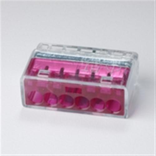 Hellermann Tyton HECP6 Helacon Plus Mini 6 Port Push-In Wire Connector, 12-22AWG Solid & 14-22AWG Stranded, Violet