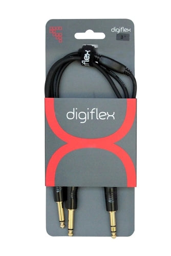 Digiflex HIN-1S-2PB-6 Insert Cable Stereo Plug to Mono Plug, 1/4" Stereo Plug to 2-1/4" Mono Plug, 6' Length