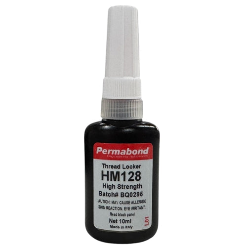 Permabond HM128 High Strength Medium Viscosity Red Grade Threadlocker, 15 Minute Fixture Time, 10mL Bottle