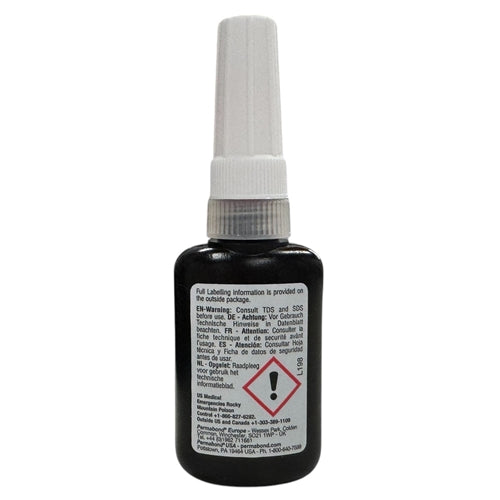 Permabond HM128 High Strength Medium Viscosity Red Grade Threadlocker, 15 Minute Fixture Time, 10mL Bottle