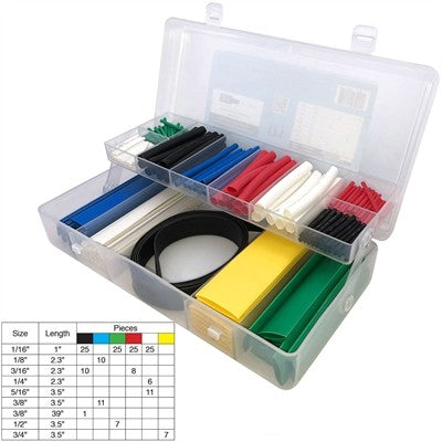 Circuit-Test HSK-2430 2:1 Assorted Color / Size Heat Shrink Tubing Kit (171 Pieces)