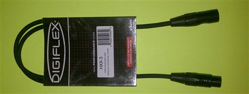 Digiflex HXX-3 Performance Series Microphone Cable, 3 Pin XLR Male to 3 Pin XLR Female, 3' Length