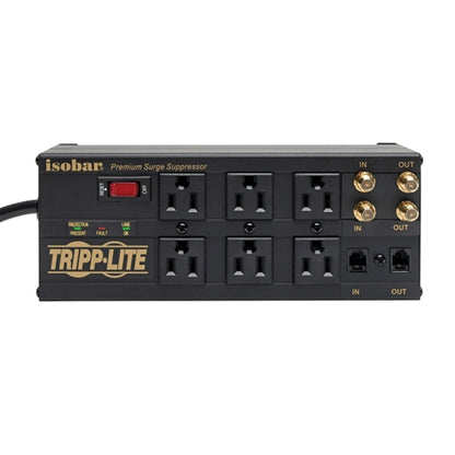 Tripplite ISOBAR6DBS 6-OUTLET Surge Protector, 6ft Cord, Right-Angle Plug, 3330 Joules, Diagnostic LEDs, Tel/Coax/Modem