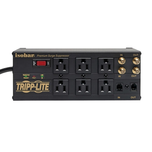 Tripplite ISOBAR6DBS 6-OUTLET Surge Protector, 6ft Cord, Right-Angle Plug, 3330 Joules, Diagnostic LEDs, Tel/Coax/Modem
