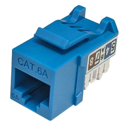 Phantom Cables JK-C6AP1-BL RJ45 Cat6a Slim Profile Keystone Jack, 110 Punch-Down, Blue
