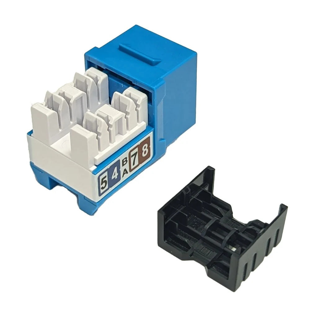 Phantom Cables JK-C6AP1-BL RJ45 Cat6a Slim Profile Keystone Jack, 110 Punch-Down, Blue