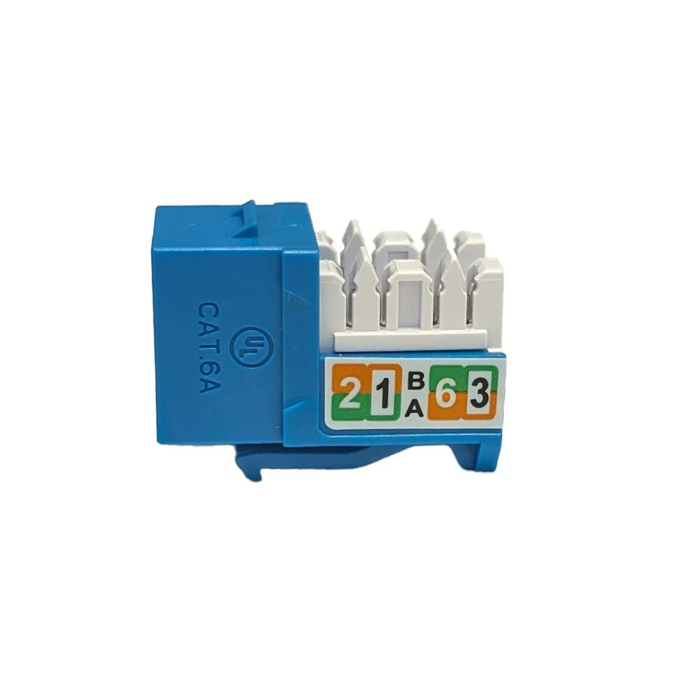Phantom Cables JK-C6AP1-BL RJ45 Cat6a Slim Profile Keystone Jack, 110 Punch-Down, Blue
