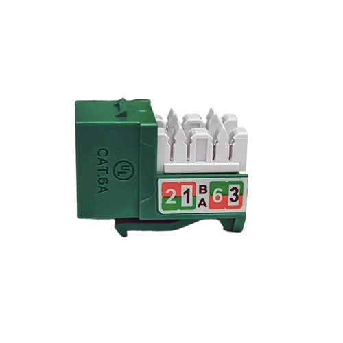 Phantom Cables JK-C6AP1-GN RJ45 Cat6a Slim Profile Keystone Jack, 110 Punch-Down, Green