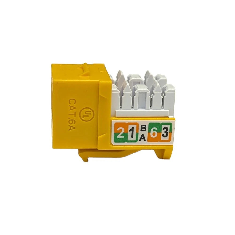 Phantom Cables JK-C6AP1-YL RJ45 Cat6a Slim Profile Keystone Jack, 110 Punch-Down, Yellow