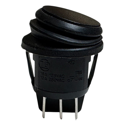 Cherry KDH3CNA1BBB Round Rocker Switch DPDT On-Off-On, 16A@125VAC / 10A@28VDC, Panel Mount