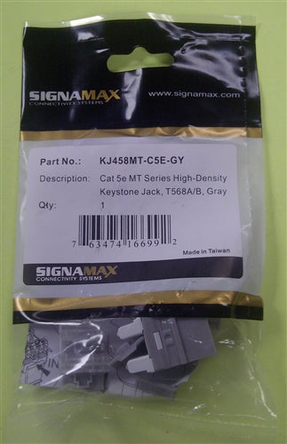 Signamax KJ458MT-C5E-GY Cat5e MT-Series HD Keystone Jack, Gray