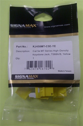 Signamax KJ458MT-C5E-YE Cat5e MT-Series HD Keystone Jack, Yellow