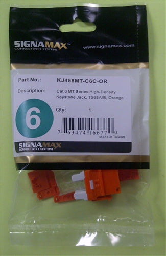 Signamax KJ458MT-C6C-OR Cat6 MT-Series HD Keystone Jack, Orange