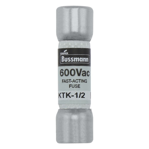 Bussmann KTK-1/2 Fuse 500mA 1/2 Amp 600VAC Fast Blow Melamine Tube (13/32" x 1-1/2") 1/2A 0.5A