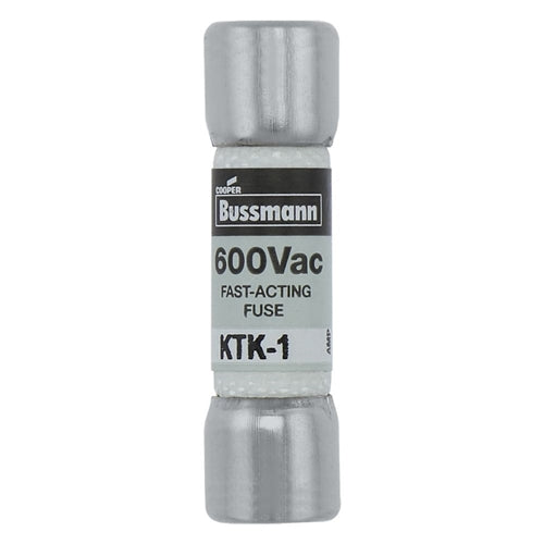 Bussmann KTK-1 Fuse 1 Amp 600VAC Fast Blow Melamine Tube (13/32" x 1-1/2") 1A 1AMP