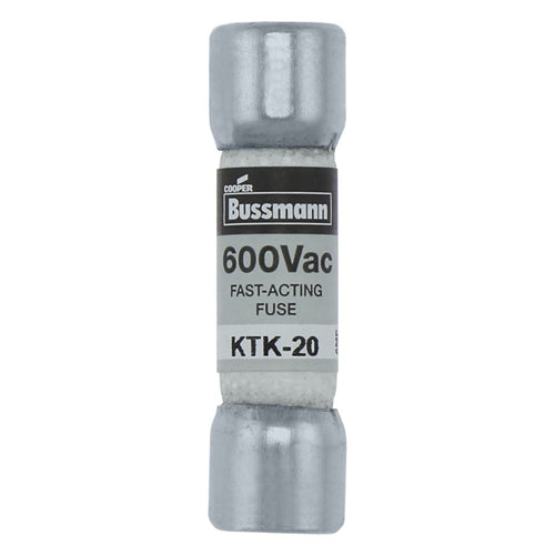 Bussmann KTK-20 Fuse 20 Amp 600VAC Fast Blow Melamine Tube (13/32" x 1-1/2") 20A 20AMP