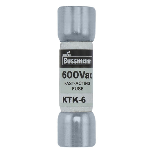 Bussmann KTK-6 Fuse 6 Amp 600VAC Fast Blow Melamine Tube (13/32" x 1-1/2") 6A 6AMP