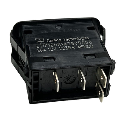 Carling L11D1EHN1-A7900 Lighted Rocker Switch SPST On-Off, 20A@12VDC, Amber/Green LED, QC Terminals *Max 12VDC*