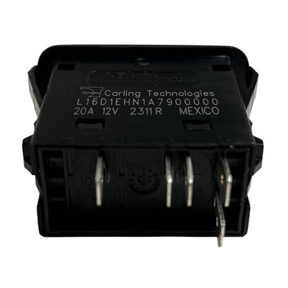 Carling L16D1EHN1-A7900 Lighted Rocker Switch SPDT On-Off-On, 20A@12VDC, Amber/Green LED, QC Terminals *Max 12VDC*
