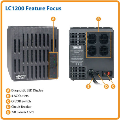 Tripplite LC1200 Power Conditioner 1200 Watt 120V 4 Outlets w/Automatic Voltage Regulator (Avr), AC Surge Protection