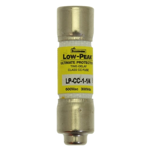 Bussmann LP-CC-1-1/4 Fuse 1-1/4 Amp 600VAC/300VDC Class CC Low Peak Time-Delay (0.41" x 1-1/2") 1.25A 1.25AMP